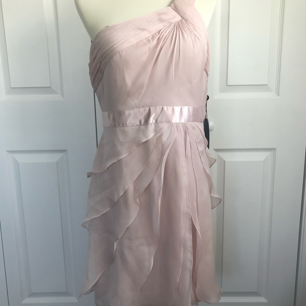 NWT Adrianna Papell Pink Asymmetrical Ruched One-Shoulder Dress